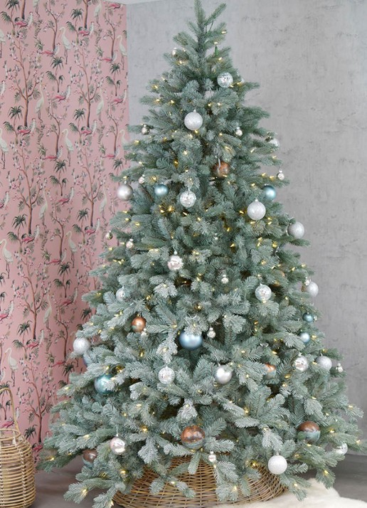 Van Der Gucht Frosted Colorado kunstkerstboom met LED verlichting 213 cm - achterkant 3 groen