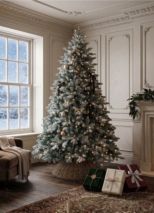 Van Der Gucht Frosted Colorado kunstkerstboom met LED verlichting 213 cm - detail 2 groen