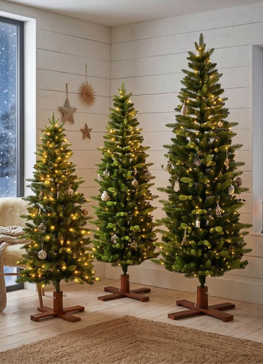 Van Der Gucht Koge Pencil kunstkerstboom met LED verlichting 183 cm - detail 2 groen