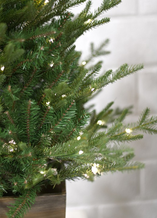 Van Der Gucht Nordmann kunstkerstboom met LED verlichting 91cm - voorkant 3 groen