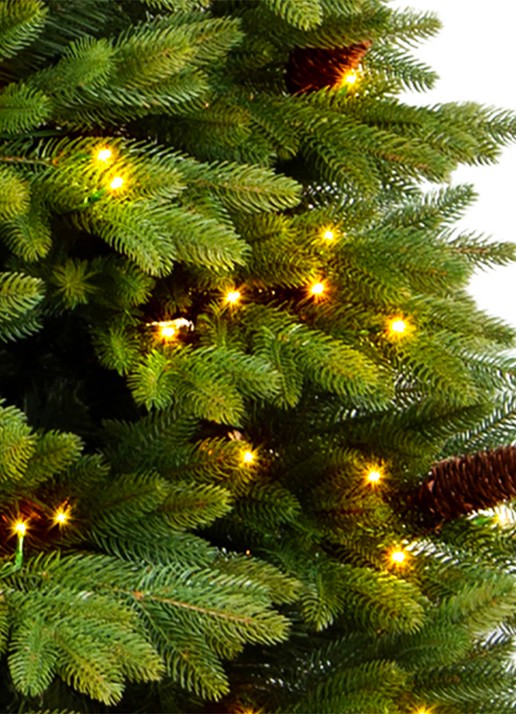 Van Der Gucht Oakland kunstkerstboom met LED verlichting 195 cm - voorkant 4 groen