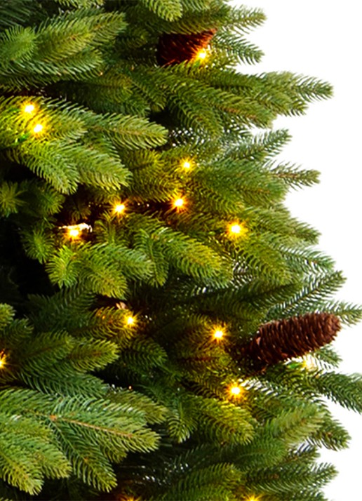 Van Der Gucht Oakland kunstkerstboom met LED verlichting 225 cm - voorkant 4 groen