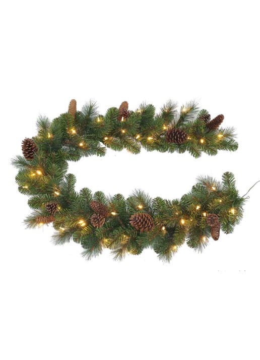 Van Der Gucht Pine Ridge kerstguirlande met LED verlichting 274 cm