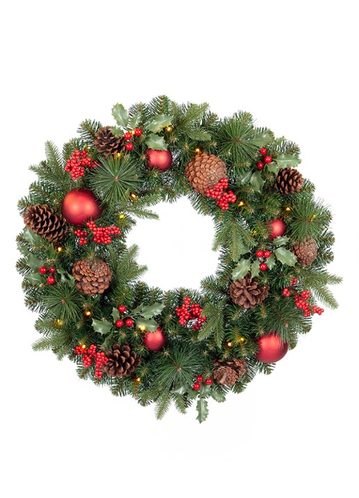 Van Der Gucht Victoria kerstkrans met LED verlichting 60 cm