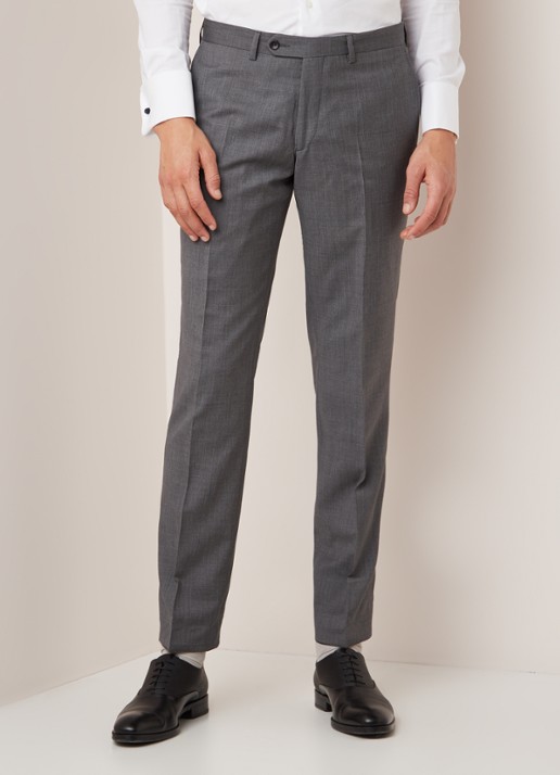 Van Gils Buck slim fit pantalon van scheerwol - detail 4 grijs