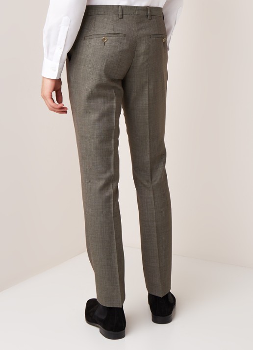 Van Gils Buck Split slim fit pantalon micro dessin - achterkant donkergroen