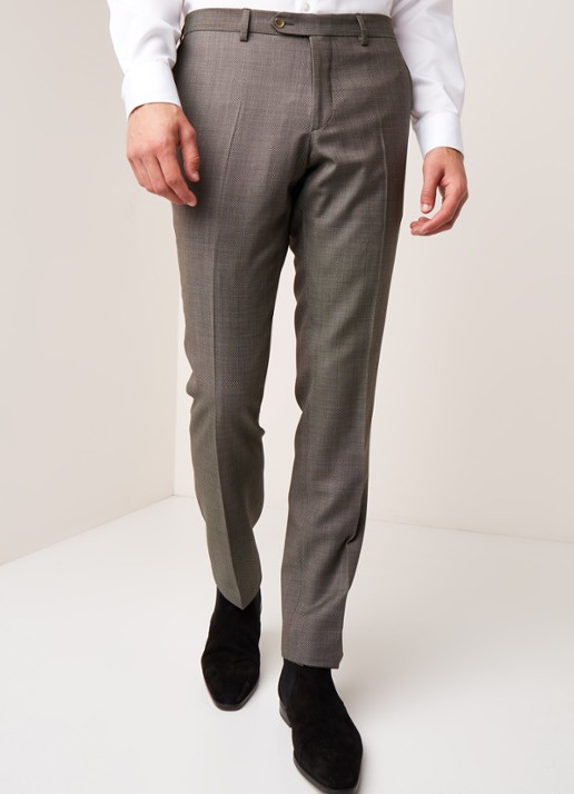 Van Gils Buck Split slim fit pantalon micro dessin - detail 4 donkergroen