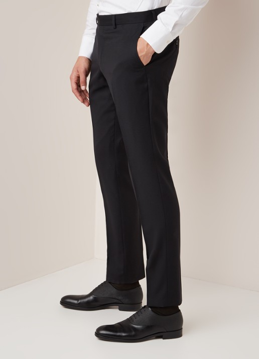 Van Gils Bull slim fit pantalon in wolblend - detail 3 zwart