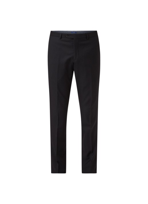 Van Gils Bull slim fit pantalon in wolblend - voorkant 5 zwart