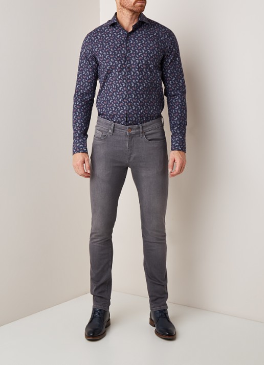 Van Gils Edar slim fit overhemd met paisley dessin - voorkant 4 blauw