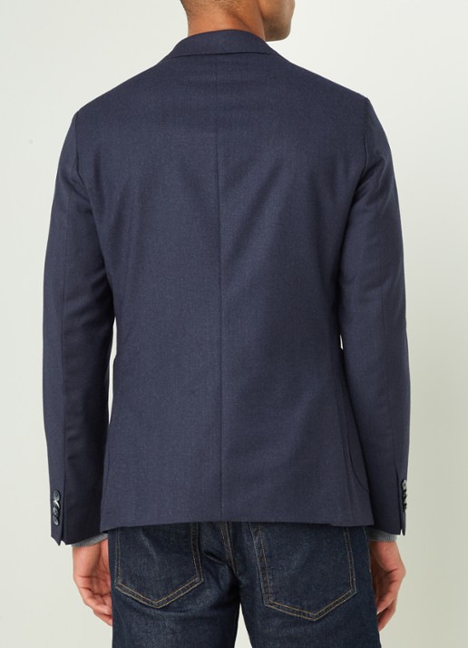 Van Gils Elliot Split slim fit colbert van wol met opgestikte zakken - achterkant 6 blauw