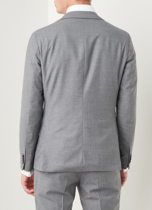Van Gils Elliot Split slim fit colbert van wol met opgestikte zakken - achterkant 7 lichtgrijs