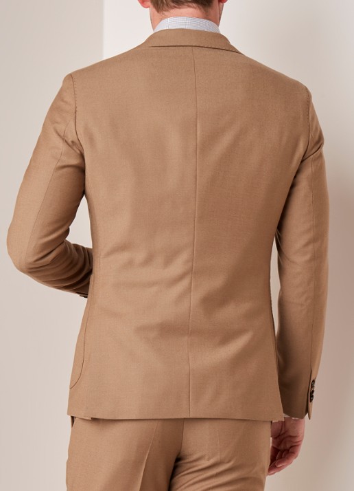 Van Gils Elliot tailored fit colbert van scheerwol - achterkant camel