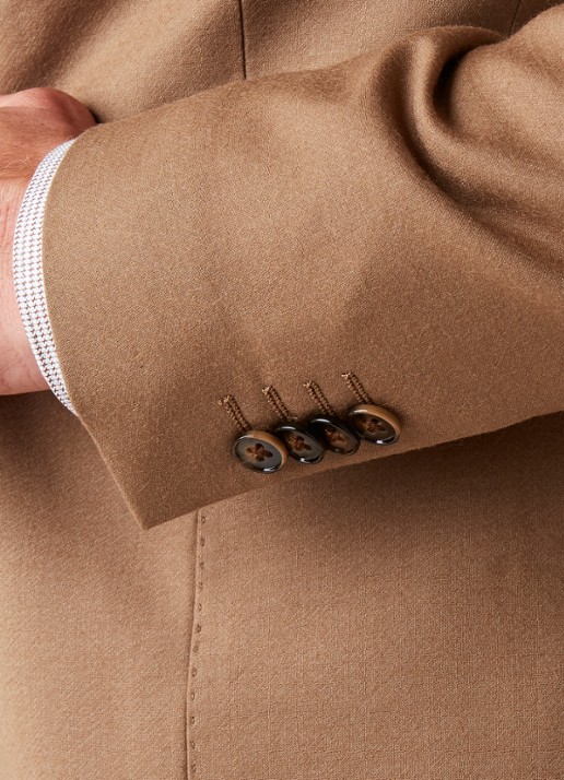 Van Gils Elliot tailored fit colbert van scheerwol - detail 4 camel