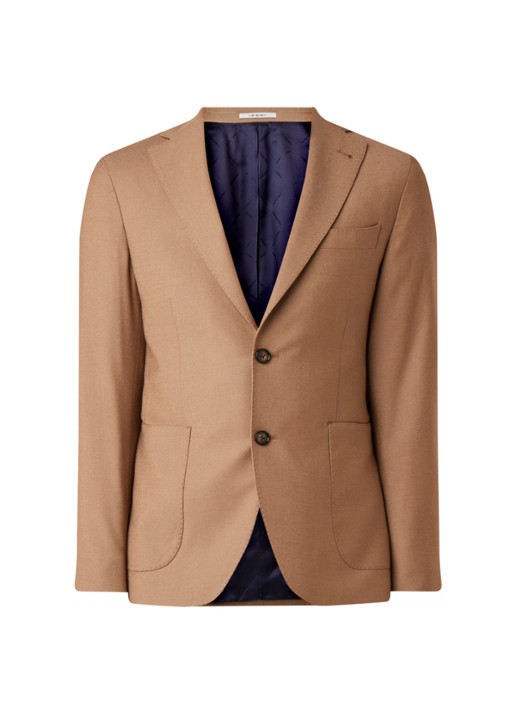 Van Gils Elliot tailored fit colbert van scheerwol - voorkant 5 camel