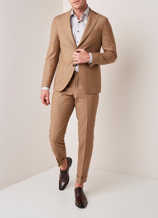 Van Gils Elliot tailored fit colbert van scheerwol - voorkant 6 camel