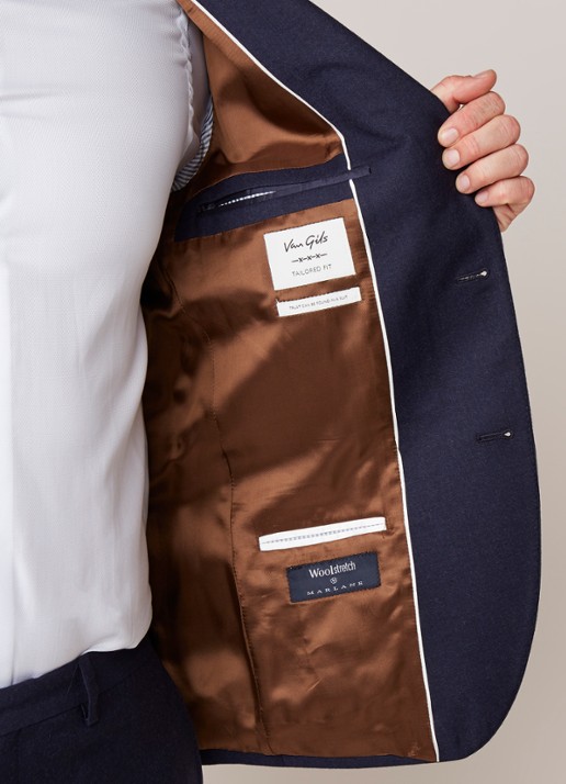 Van Gils Elliott tailored fit colbert in wolblend - detail 5 blauw