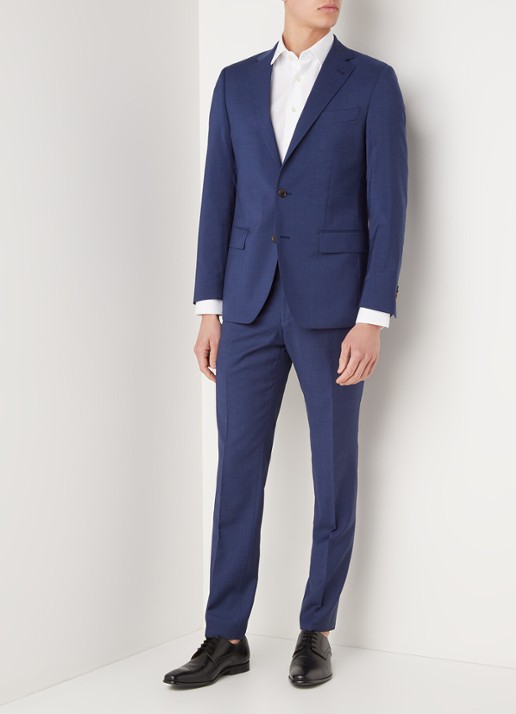 Van Gils Ellis regular fit pak van wol - detail 3 blauw