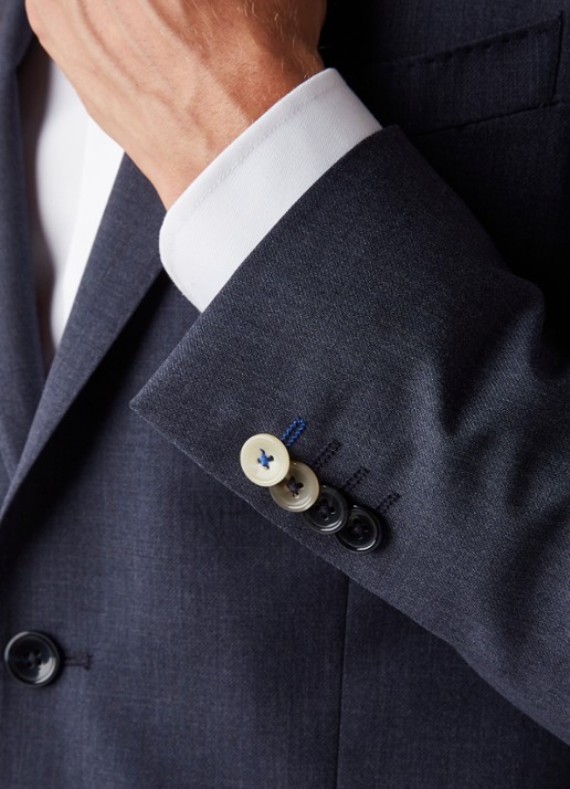 Van Gils Ellison slim fit colbert in wolblend - detail 5 blauw