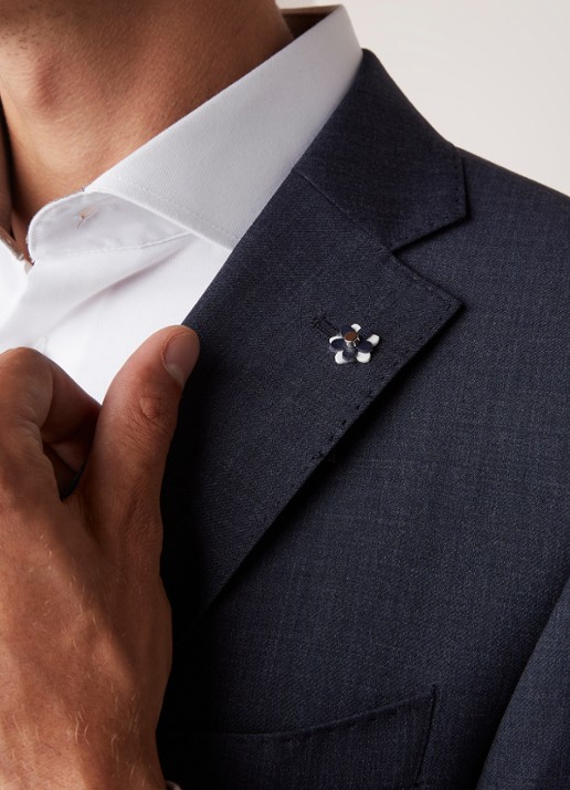 Van Gils Ellison slim fit colbert in wolblend - detail 6 blauw