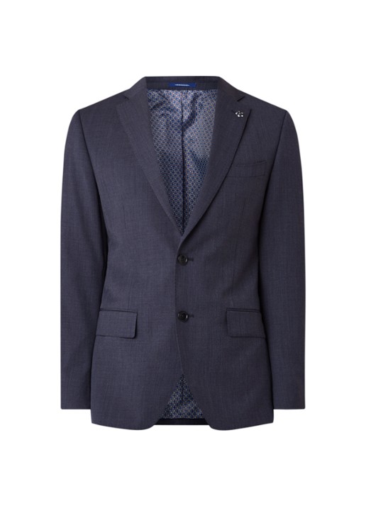 Van Gils Ellison slim fit colbert in wolblend - voorkant 2 blauw