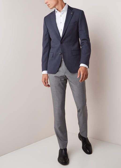 Van Gils Ellison slim fit colbert in wolblend - voorkant 3 blauw