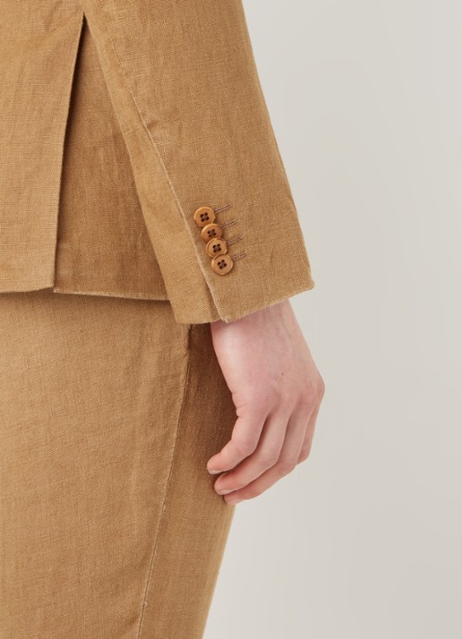 Van Gils Elray slim fit colbert van linnen - detail 5 camel