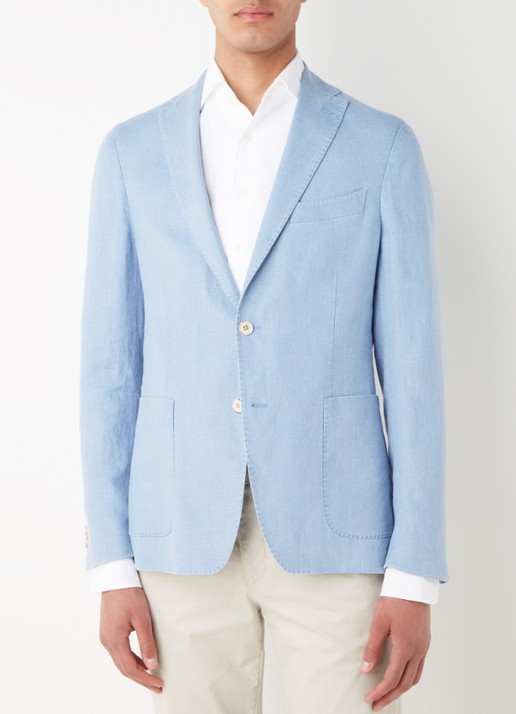 Van Gils Elray slim fit colbert van linnen - detail 3 lichtblauw