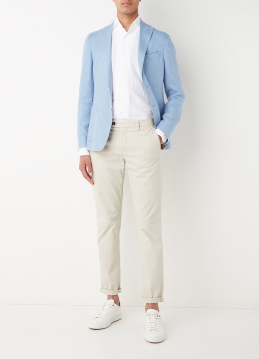 Van Gils Elray slim fit colbert van linnen - voorkant 2 lichtblauw