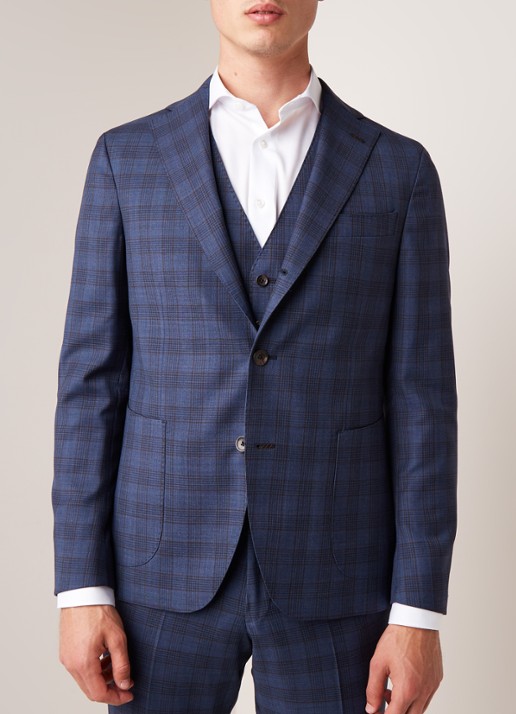 Van Gils Elwyn tailored fit colbert met ruitdessin - detail 2 blauw