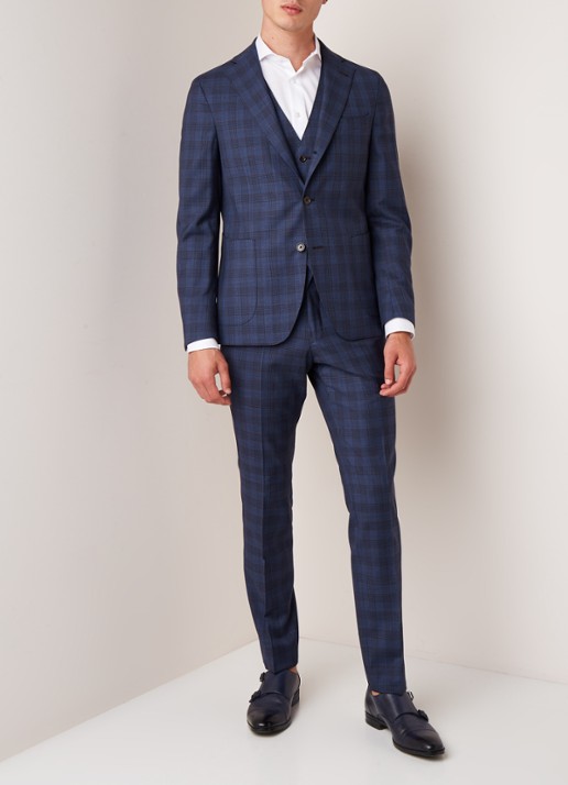 Van Gils Elwyn tailored fit colbert met ruitdessin - voorkant 5 blauw