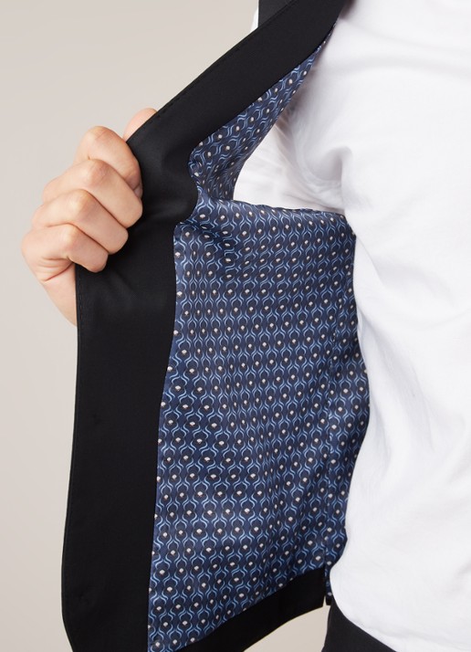 Van Gils Evion slim fit gilet in wolblend - detail 3 zwart