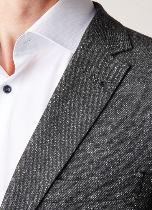 Van Gils Zayn slim fit colbert in gemêleerde wolblend - detail 6 donkergroen