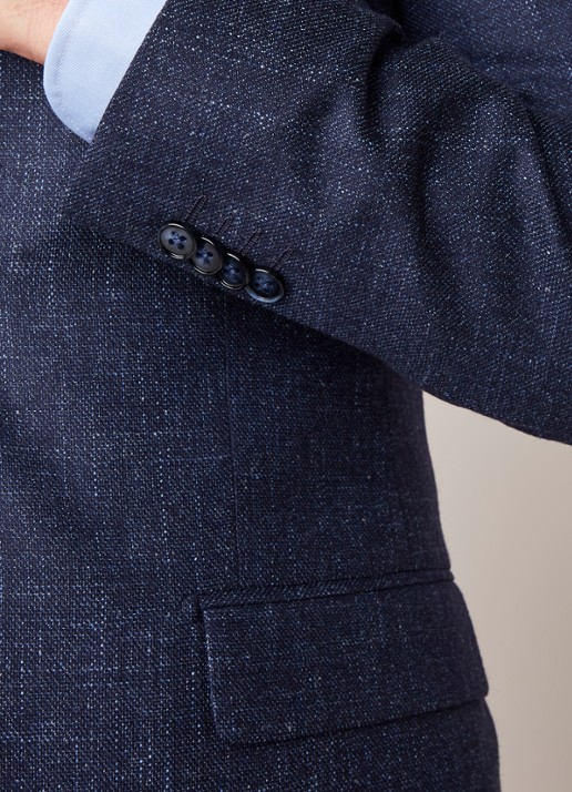 Van Gils Zayn slim fit colbert in gemêleerde wolblend - detail 5 blauw