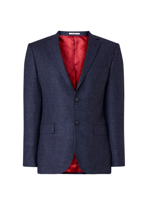 Van Gils Zayn slim fit colbert in gemêleerde wolblend - voorkant blauw