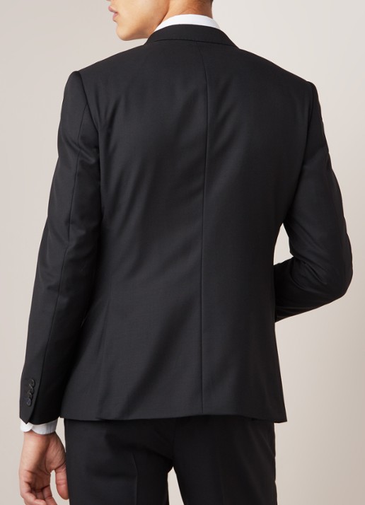 Van Gils Zayn slim fit colbert in wolblend met dubbele split - achterkant 7 zwart