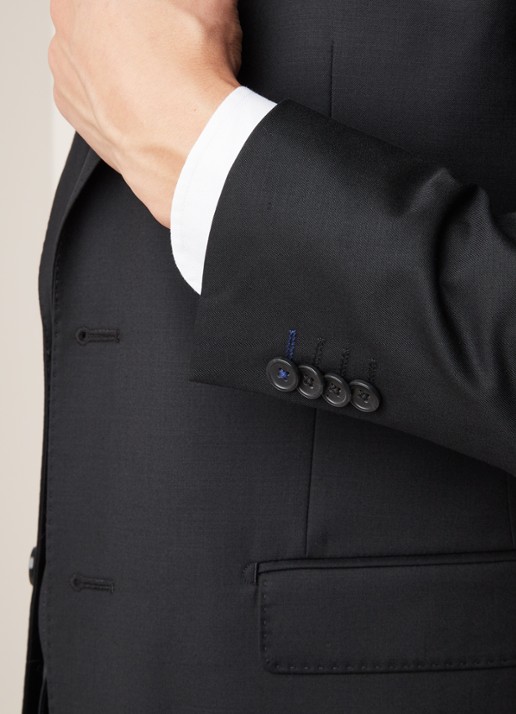 Van Gils Zayn slim fit colbert in wolblend met dubbele split - detail 5 zwart