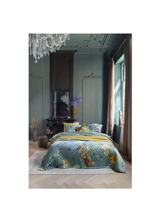 Van Gogh Museum Partout des Fleurs bedsprei van fluweel - detail zeegroen