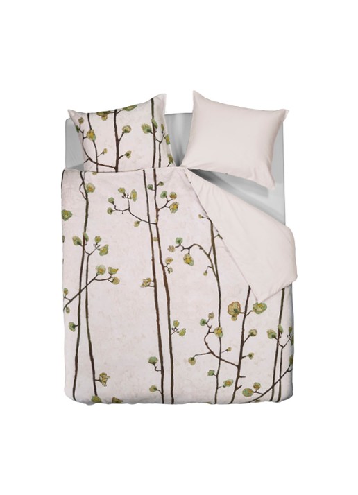 Van Gogh Museum Plum Blossoms dekbedovertrekset van katoensatijn 220 TC - inclusief kussenslopen - voorkant 8 gebroken wit