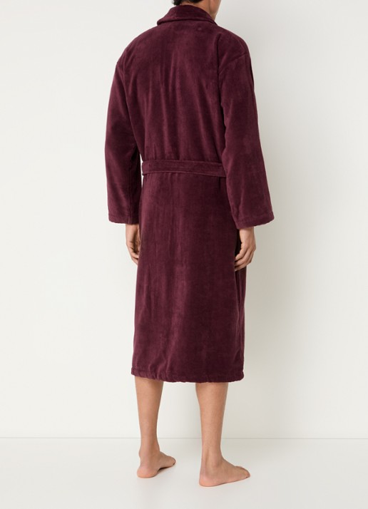 Vandyck Badjas van katoen met opgestikte zakken - unisex - achterkant 3 aubergine