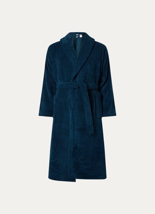 Vandyck Beaumont badjas van katoen - unisex - voorkant 3 petrol