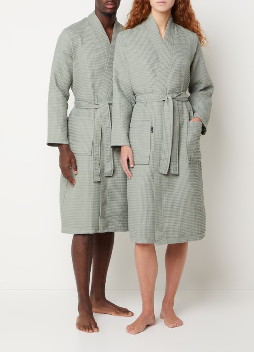 Vandyck Biarritz badjas met structuur - unisex - voorkant 6 olijfgroen