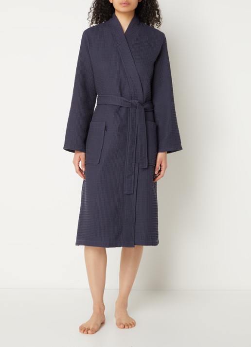 Vandyck Biarritz badjas met structuur - unisex - detail blauw