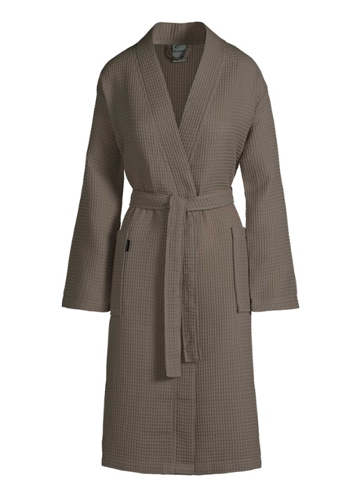 Vandyck Biarritz badjas met wafelstructuur - unisex - voorkant 3 donkerbruin
