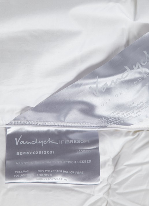 Vandyck Fibersoft solo dekbed van katoensatijn met vulling van holle polyestervezels - detail 2 wit