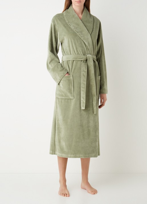 Vandyck Grace badjas van fluweel met steekzakken - unisex - voorkant 4 lindegroen