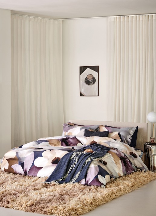 Vandyck Nightbloom dekbedovertrekset van katoensatijn - inclusief kussenslopen - voorkant 6 blauw