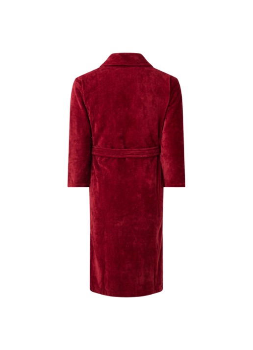 Vandyck Prestige badjas van katoenvelours - achterkant bordeauxrood