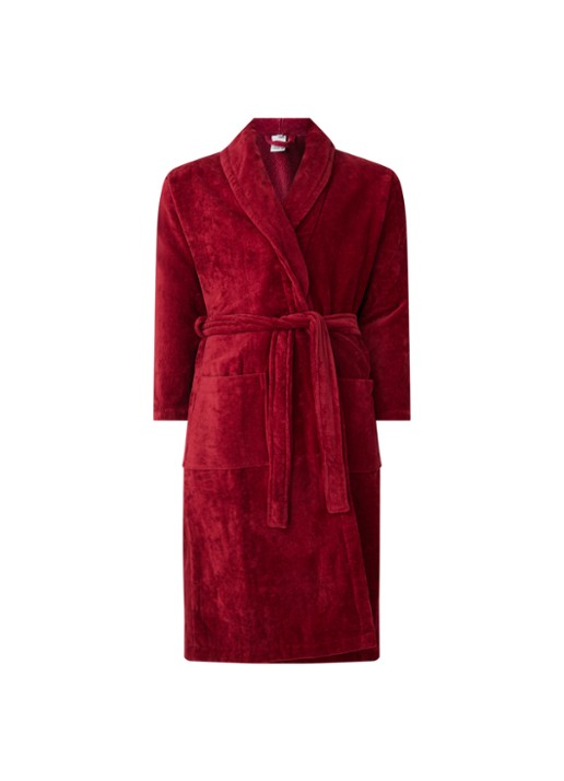 Vandyck Prestige badjas van katoenvelours - voorkant 2 bordeauxrood