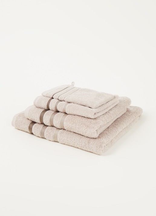 Vandyck Prestige Lines badhanddoek - 500 gr/m2 - 60 x 110 cm  - voorkant 2 zand